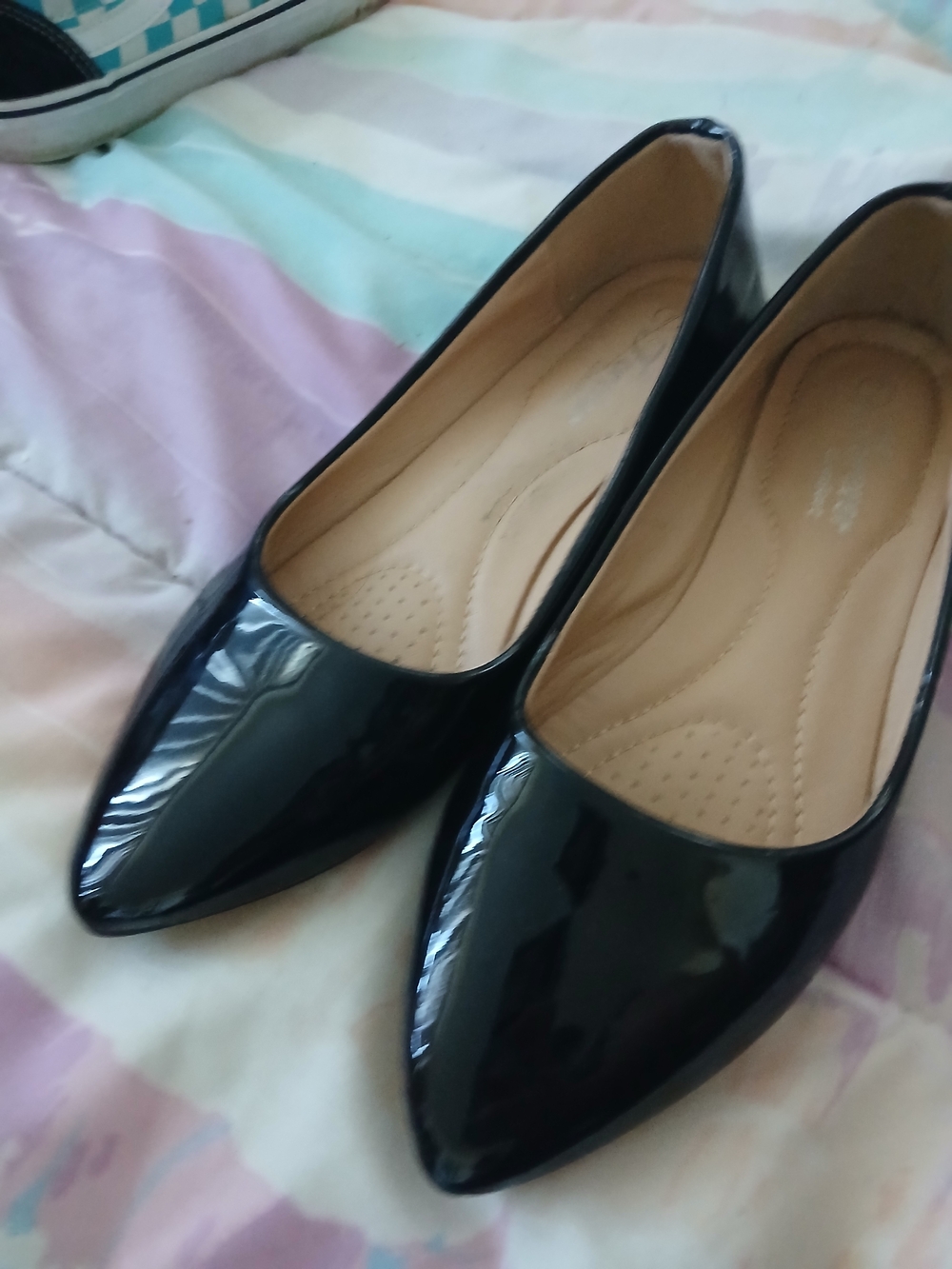 Women's Black Patent Pointed-Toe Slip-On Flats